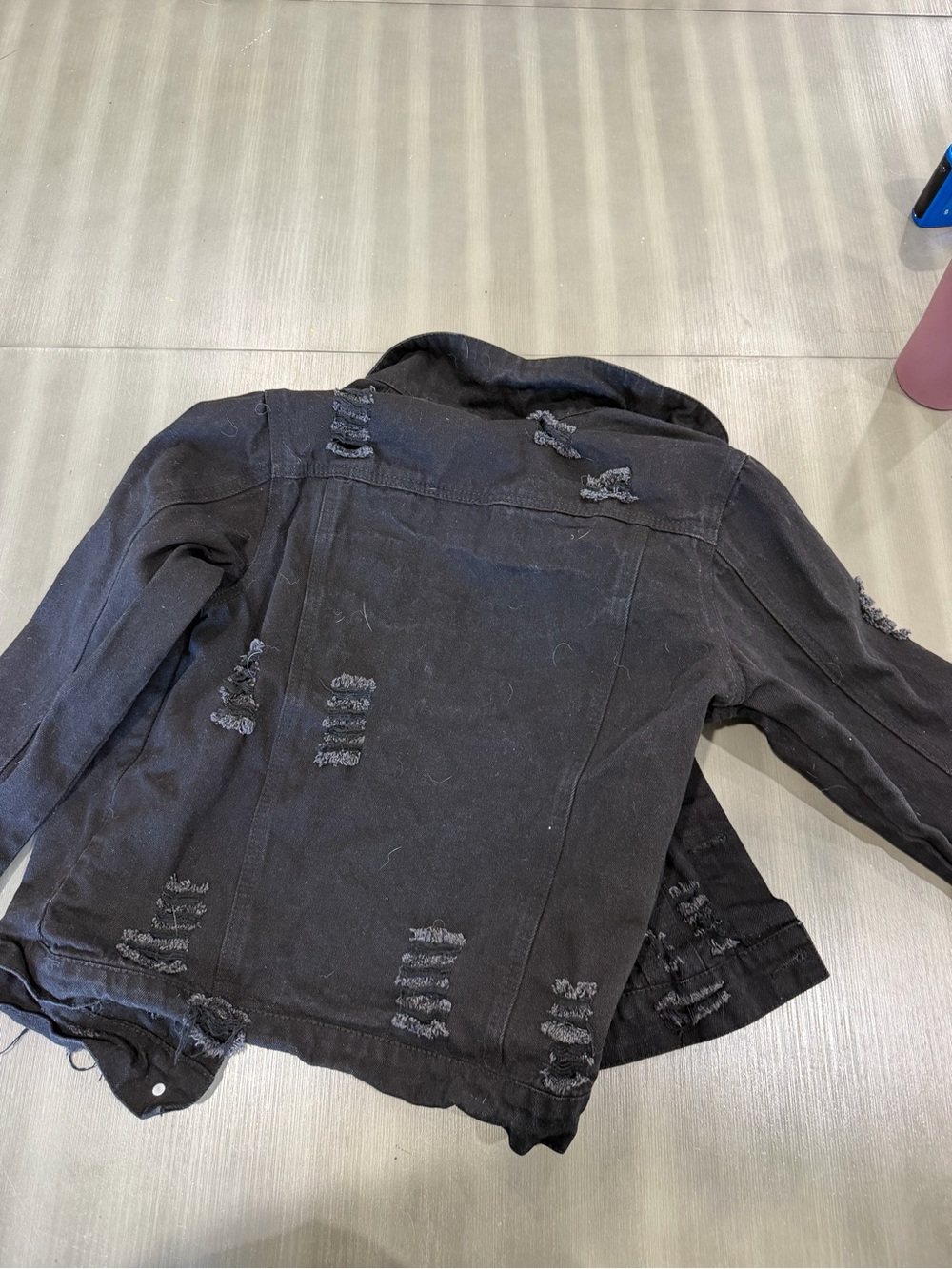 Small Distressed Black Denim Jacket